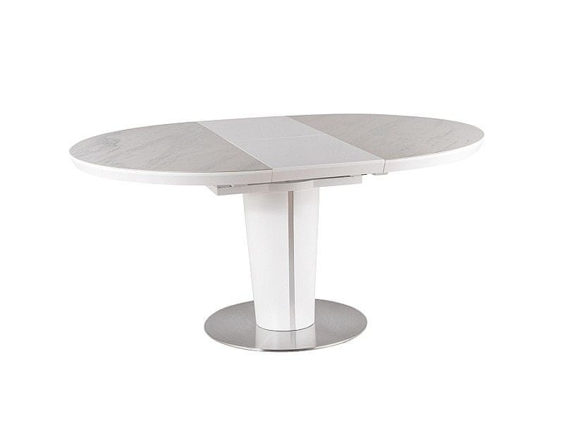 Veneti Rozkladací jedálenský stôl ORLAN 2 - biely mramor / matný biely